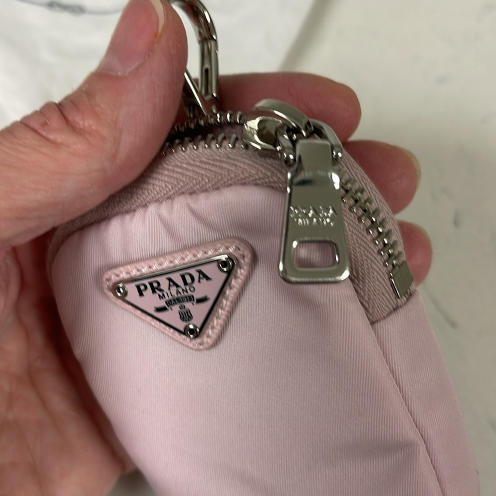 Prada 2005 Re-Edition Mini Bag Attachments for Nylon Bag with Silver Chain Pink - Picture 9 of 16